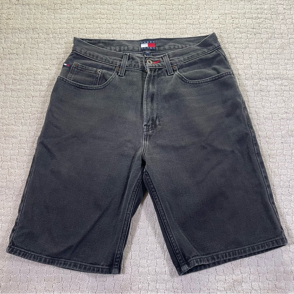 Vintage Tommy Hilfiger Shorts Mens 30 Black Denim Cotton Casual